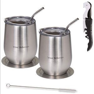 Stainless Steel Stemless Wine Glass Tumbler Set